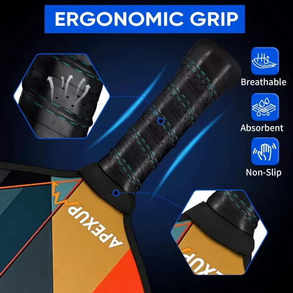 APEXUP Fiberglass Pickleball Paddles Premium Pickleball Paddles Set of 2 Pickle Ball Set with Ergonomic Cushion Grip 2 Pickleball Rackets 4 Pickleball 1 Portable BagGeometry