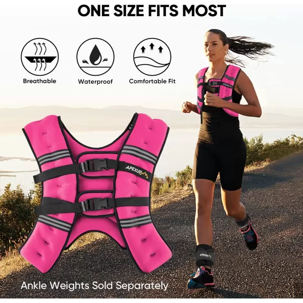 APEXUP Weighted Vest Men 5lbs10lbs15lbs20lbs25lbs30lbs Weights with Reflective Stripe Weighted vest for Women Workout Equipment for Strength Training RunningPink