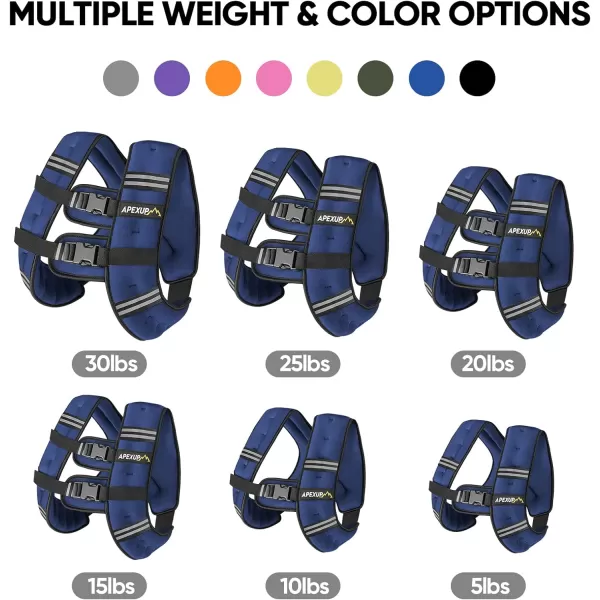APEXUP Weighted Vest Men 5lbs10lbs15lbs20lbs25lbs30lbs Weights with Reflective Stripe Weighted vest for Women Workout Equipment for Strength Training RunningBlue