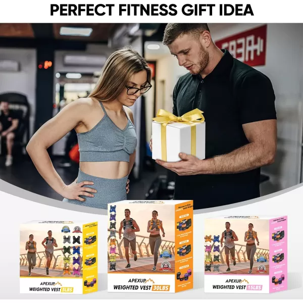 APEXUP Weighted Vest Men 5lbs10lbs15lbs20lbs25lbs30lbs Weights with Reflective Stripe Weighted vest for Women Workout Equipment for Strength Training RunningBlack