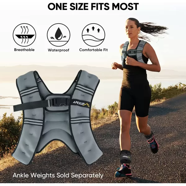 APEXUP Weighted Vest Men 5lbs10lbs15lbs20lbs25lbs30lbs Weights with Reflective Stripe Weighted vest for Women Workout Equipment for Strength Training RunningGrey