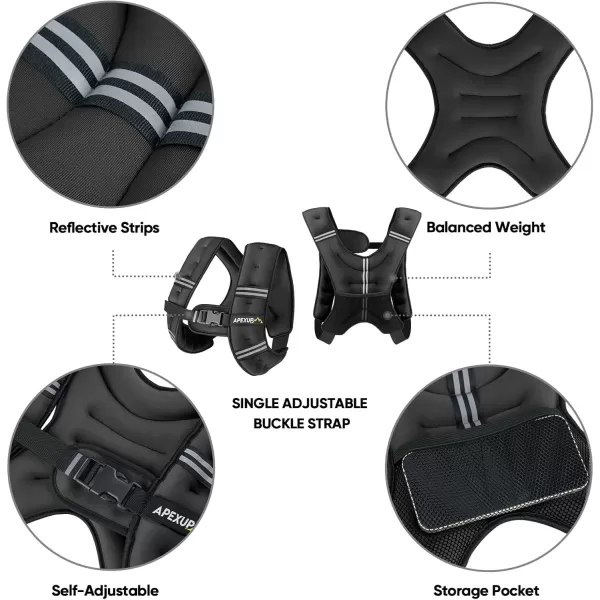 APEXUP Weighted Vest Men 5lbs10lbs15lbs20lbs25lbs30lbs Weights with Reflective Stripe Weighted vest for Women Workout Equipment for Strength Training RunningBlack