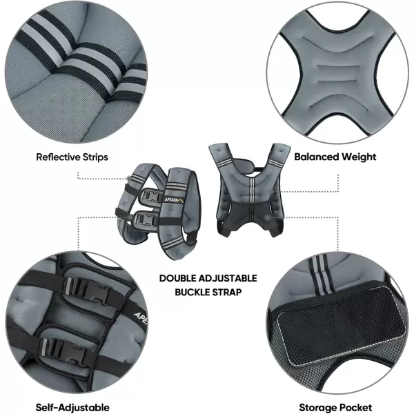 APEXUP Weighted Vest Men 5lbs10lbs15lbs20lbs25lbs30lbs Weights with Reflective Stripe Weighted vest for Women Workout Equipment for Strength Training RunningGrey