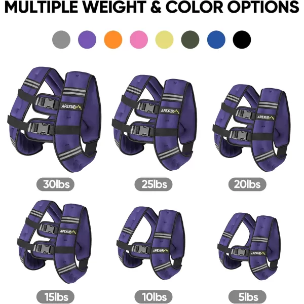 APEXUP Weighted Vest Men 5lbs10lbs15lbs20lbs25lbs30lbs Weights with Reflective Stripe Weighted vest for Women Workout Equipment for Strength Training RunningPurple