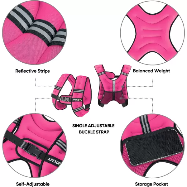 APEXUP Weighted Vest Men 5lbs10lbs15lbs20lbs25lbs30lbs Weights with Reflective Stripe Weighted vest for Women Workout Equipment for Strength Training RunningPink