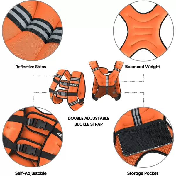 APEXUP Weighted Vest Men 5lbs10lbs15lbs20lbs25lbs30lbs Weights with Reflective Stripe Weighted vest for Women Workout Equipment for Strength Training RunningOrange