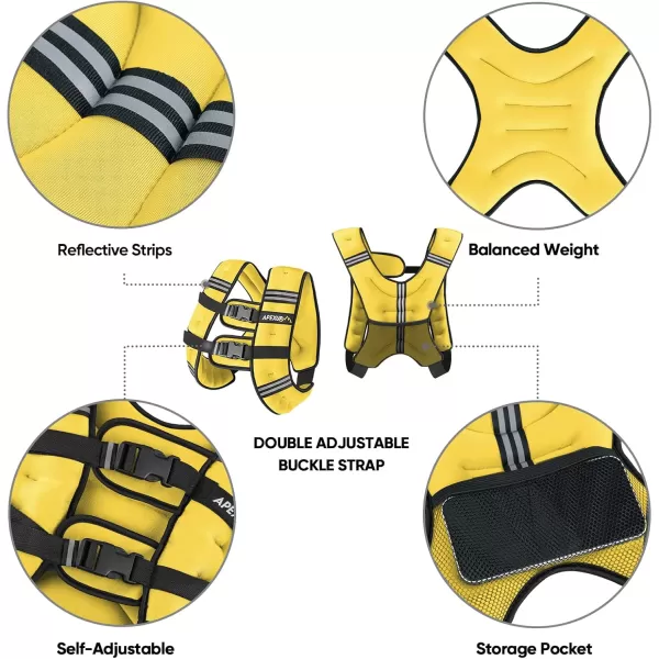 APEXUP Weighted Vest Men 5lbs10lbs15lbs20lbs25lbs30lbs Weights with Reflective Stripe Weighted vest for Women Workout Equipment for Strength Training RunningYellow