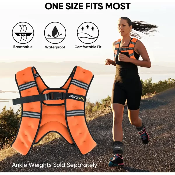 APEXUP Weighted Vest Men 5lbs10lbs15lbs20lbs25lbs30lbs Weights with Reflective Stripe Weighted vest for Women Workout Equipment for Strength Training RunningOrange