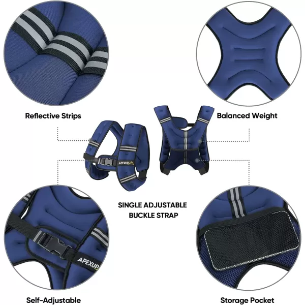 APEXUP Weighted Vest Men 5lbs10lbs15lbs20lbs25lbs30lbs Weights with Reflective Stripe Weighted vest for Women Workout Equipment for Strength Training RunningBlue