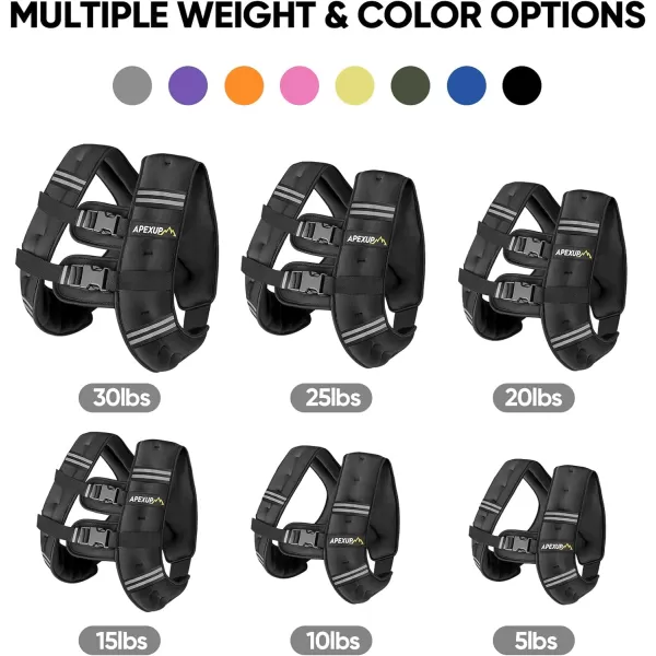 APEXUP Weighted Vest Men 5lbs10lbs15lbs20lbs25lbs30lbs Weights with Reflective Stripe Weighted vest for Women Workout Equipment for Strength Training RunningBlack