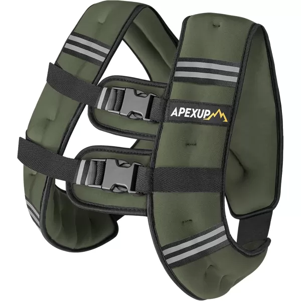 APEXUP Weighted Vest Men 5lbs10lbs15lbs20lbs25lbs30lbs Weights with Reflective Stripe Weighted vest for Women Workout Equipment for Strength Training RunningGreen