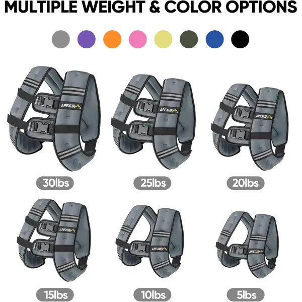 APEXUP Weighted Vest Men 5lbs10lbs15lbs20lbs25lbs30lbs Weights with Reflective Stripe Weighted vest for Women Workout Equipment for Strength Training RunningGrey