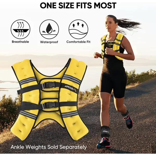 APEXUP Weighted Vest Men 5lbs10lbs15lbs20lbs25lbs30lbs Weights with Reflective Stripe Weighted vest for Women Workout Equipment for Strength Training RunningYellow