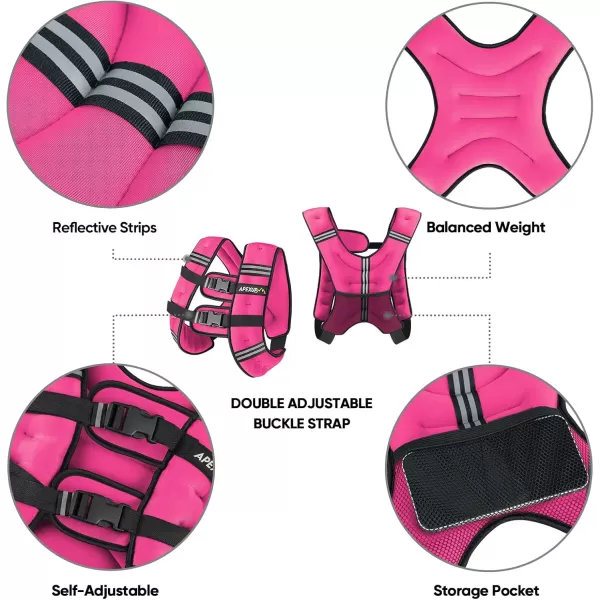 APEXUP Weighted Vest Men 5lbs10lbs15lbs20lbs25lbs30lbs Weights with Reflective Stripe Weighted vest for Women Workout Equipment for Strength Training RunningPink