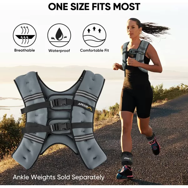 APEXUP Weighted Vest Men 5lbs10lbs15lbs20lbs25lbs30lbs Weights with Reflective Stripe Weighted vest for Women Workout Equipment for Strength Training RunningGrey
