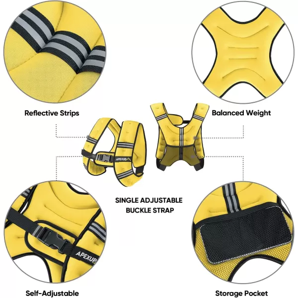 APEXUP Weighted Vest Men 5lbs10lbs15lbs20lbs25lbs30lbs Weights with Reflective Stripe Weighted vest for Women Workout Equipment for Strength Training RunningYellow