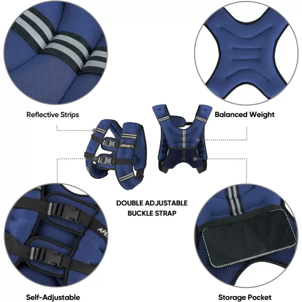 APEXUP Weighted Vest Men 5lbs10lbs15lbs20lbs25lbs30lbs Weights with Reflective Stripe Weighted vest for Women Workout Equipment for Strength Training RunningBlue