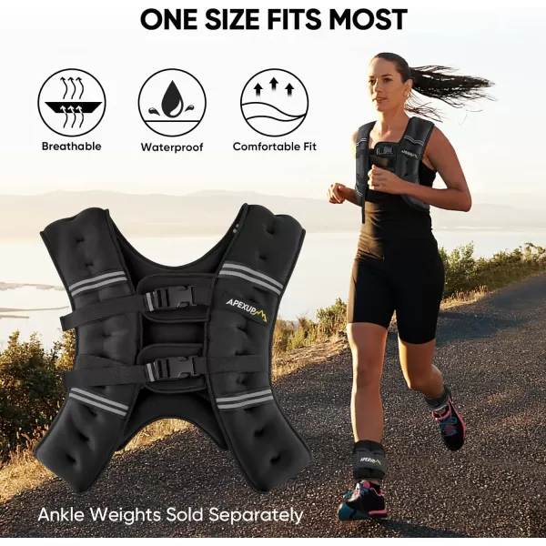 APEXUP Weighted Vest Men 5lbs10lbs15lbs20lbs25lbs30lbs Weights with Reflective Stripe Weighted vest for Women Workout Equipment for Strength Training RunningBlack
