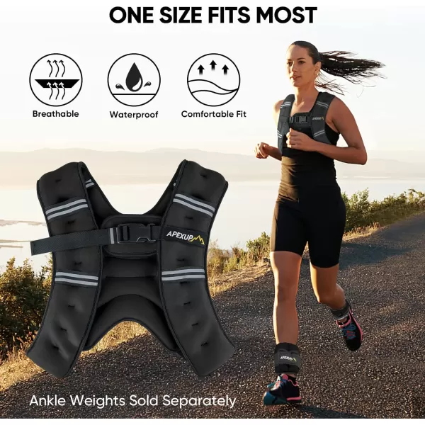 APEXUP Weighted Vest Men 5lbs10lbs15lbs20lbs25lbs30lbs Weights with Reflective Stripe Weighted vest for Women Workout Equipment for Strength Training RunningBlack