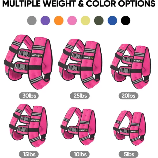 APEXUP Weighted Vest Men 5lbs10lbs15lbs20lbs25lbs30lbs Weights with Reflective Stripe Weighted vest for Women Workout Equipment for Strength Training RunningPink