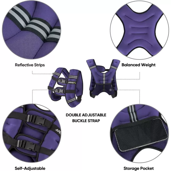 APEXUP Weighted Vest Men 5lbs10lbs15lbs20lbs25lbs30lbs Weights with Reflective Stripe Weighted vest for Women Workout Equipment for Strength Training RunningPurple