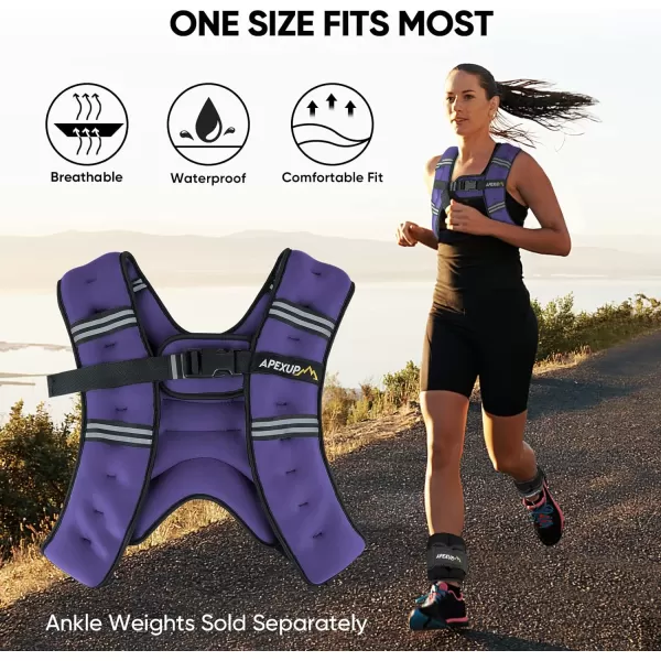 APEXUP Weighted Vest Men 5lbs10lbs15lbs20lbs25lbs30lbs Weights with Reflective Stripe Weighted vest for Women Workout Equipment for Strength Training RunningPurple