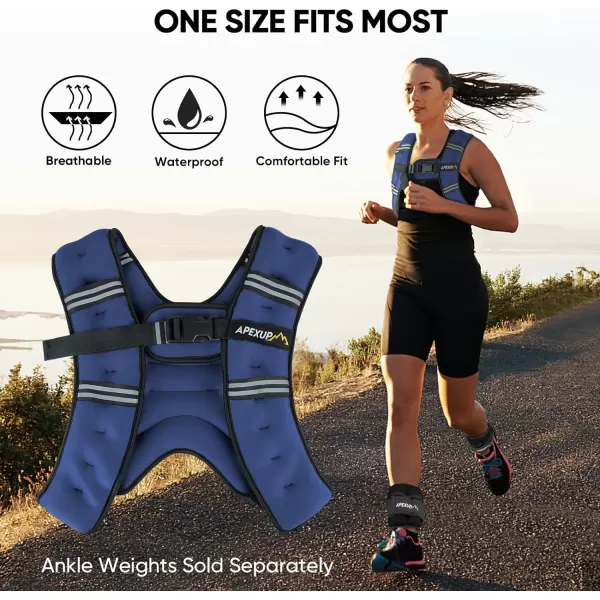 APEXUP Weighted Vest Men 5lbs10lbs15lbs20lbs25lbs30lbs Weights with Reflective Stripe Weighted vest for Women Workout Equipment for Strength Training RunningBlue
