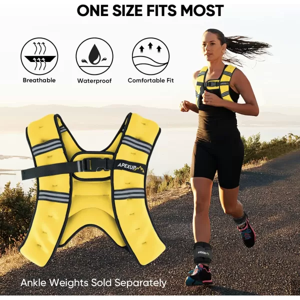 APEXUP Weighted Vest Men 5lbs10lbs15lbs20lbs25lbs30lbs Weights with Reflective Stripe Weighted vest for Women Workout Equipment for Strength Training RunningYellow