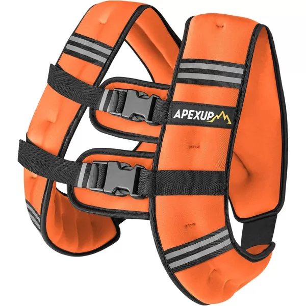 APEXUP Weighted Vest Men 5lbs10lbs15lbs20lbs25lbs30lbs Weights with Reflective Stripe Weighted vest for Women Workout Equipment for Strength Training RunningOrange