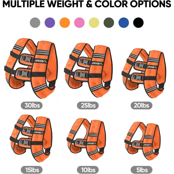 APEXUP Weighted Vest Men 5lbs10lbs15lbs20lbs25lbs30lbs Weights with Reflective Stripe Weighted vest for Women Workout Equipment for Strength Training RunningOrange