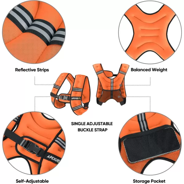 APEXUP Weighted Vest Men 5lbs10lbs15lbs20lbs25lbs30lbs Weights with Reflective Stripe Weighted vest for Women Workout Equipment for Strength Training RunningOrange