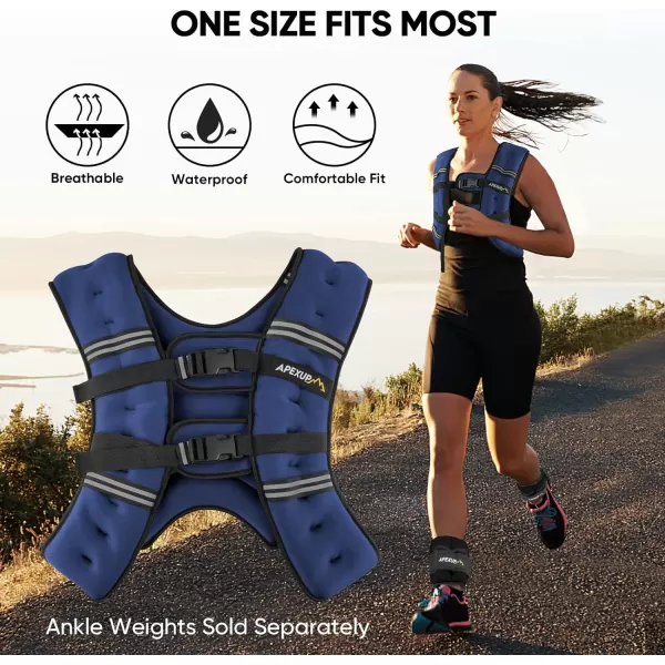 APEXUP Weighted Vest Men 5lbs10lbs15lbs20lbs25lbs30lbs Weights with Reflective Stripe Weighted vest for Women Workout Equipment for Strength Training RunningBlue