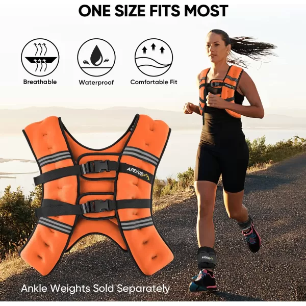 APEXUP Weighted Vest Men 5lbs10lbs15lbs20lbs25lbs30lbs Weights with Reflective Stripe Weighted vest for Women Workout Equipment for Strength Training RunningOrange