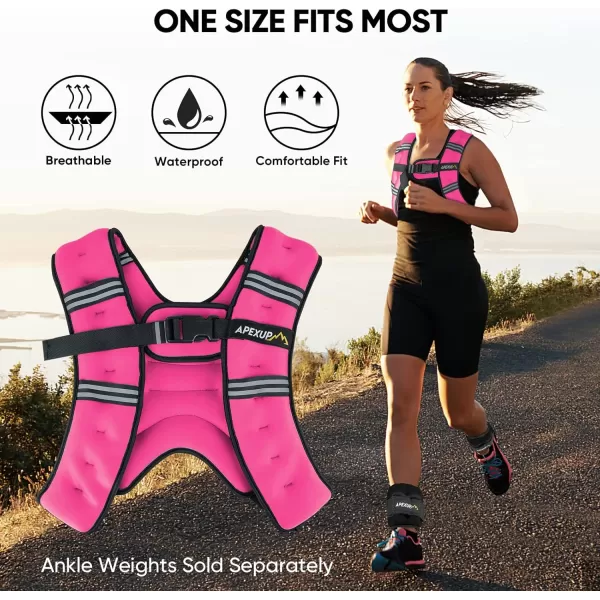 APEXUP Weighted Vest Men 5lbs10lbs15lbs20lbs25lbs30lbs Weights with Reflective Stripe Weighted vest for Women Workout Equipment for Strength Training RunningPink