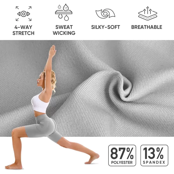 APEXUP Workout Shorts 8quot Biker Shorts Women High Waist Spandex Yoga Shorts with Side ampamp Inner PocketsChiseled Stone1pk
