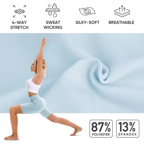 APEXUP Workout Shorts 8quot Biker Shorts Women High Waist Spandex Yoga Shorts with Side ampamp Inner PocketsSpun Sugar