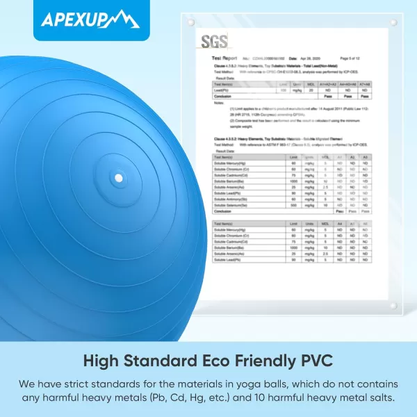 APEXUP Yoga Ball Exercise Ball Anti Slip Stability Ball Chair Heavy Duty Large Gym Ball for Fitness Balance Core Workout and Physical TherapyBlue