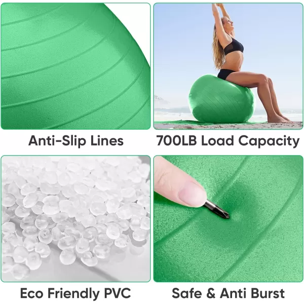 APEXUP Yoga Ball Exercise Ball Anti Slip Stability Ball Chair Heavy Duty Large Gym Ball for Fitness Balance Core Workout and Physical TherapyDark Green