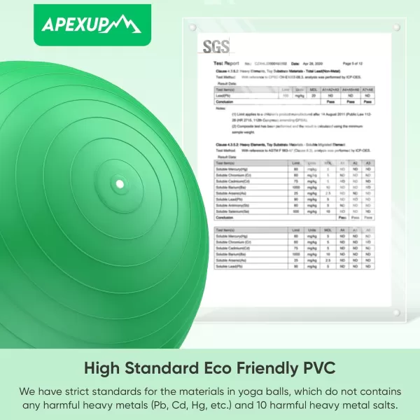 APEXUP Yoga Ball Exercise Ball Anti Slip Stability Ball Chair Heavy Duty Large Gym Ball for Fitness Balance Core Workout and Physical TherapyDark Green