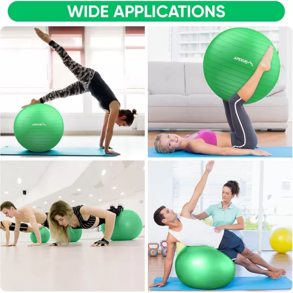APEXUP Yoga Ball Exercise Ball Anti Slip Stability Ball Chair Heavy Duty Large Gym Ball for Fitness Balance Core Workout and Physical TherapyDark Green