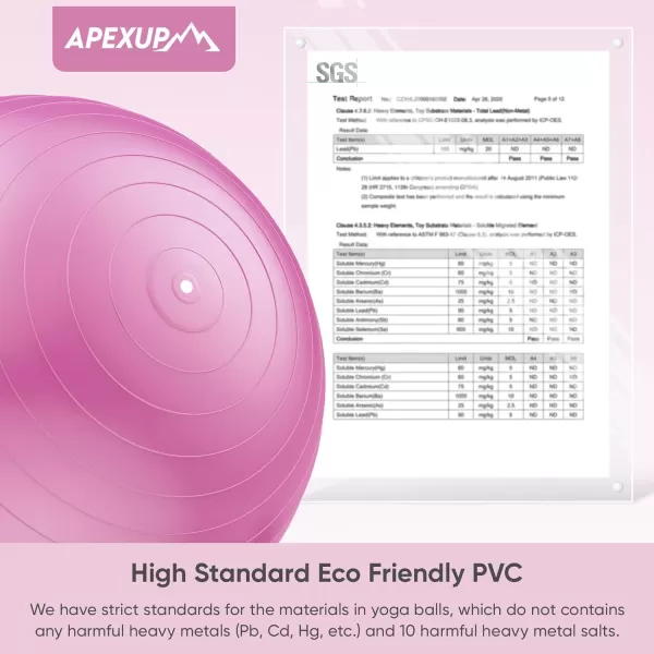 APEXUP Yoga Ball Exercise Ball Anti Slip Stability Ball Chair Heavy Duty Large Gym Ball for Fitness Balance Core Workout and Physical TherapyFuschia