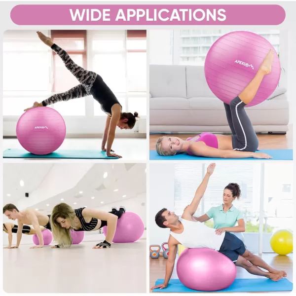 APEXUP Yoga Ball Exercise Ball Anti Slip Stability Ball Chair Heavy Duty Large Gym Ball for Fitness Balance Core Workout and Physical TherapyFuschia