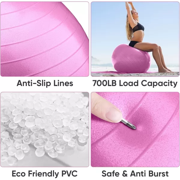 APEXUP Yoga Ball Exercise Ball Anti Slip Stability Ball Chair Heavy Duty Large Gym Ball for Fitness Balance Core Workout and Physical TherapyFuschia