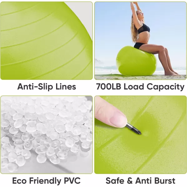 APEXUP Yoga Ball Exercise Ball Anti Slip Stability Ball Chair Heavy Duty Large Gym Ball for Fitness Balance Core Workout and Physical TherapyGreen