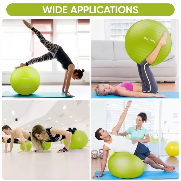 APEXUP Yoga Ball Exercise Ball Anti Slip Stability Ball Chair Heavy Duty Large Gym Ball for Fitness Balance Core Workout and Physical TherapyGreen