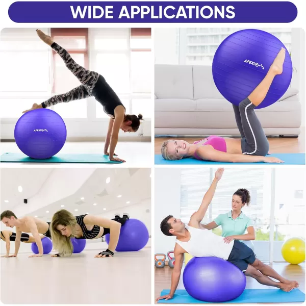 APEXUP Yoga Ball Exercise Ball Anti Slip Stability Ball Chair Heavy Duty Large Gym Ball for Fitness Balance Core Workout and Physical TherapyIndigo