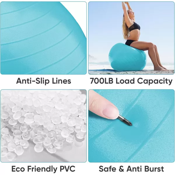 APEXUP Yoga Ball Exercise Ball Anti Slip Stability Ball Chair Heavy Duty Large Gym Ball for Fitness Balance Core Workout and Physical TherapyLight Blue