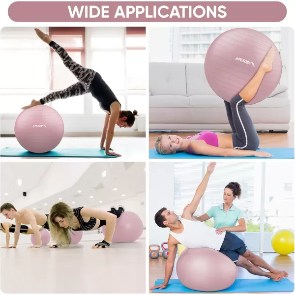 APEXUP Yoga Ball Exercise Ball Anti Slip Stability Ball Chair Heavy Duty Large Gym Ball for Fitness Balance Core Workout and Physical TherapyPink