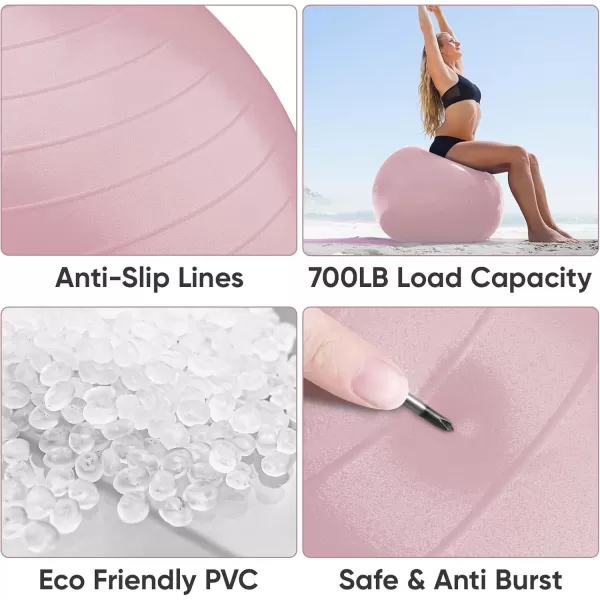 APEXUP Yoga Ball Exercise Ball Anti Slip Stability Ball Chair Heavy Duty Large Gym Ball for Fitness Balance Core Workout and Physical TherapyPink