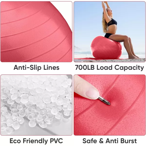 APEXUP Yoga Ball Exercise Ball Anti Slip Stability Ball Chair Heavy Duty Large Gym Ball for Fitness Balance Core Workout and Physical TherapyRed
